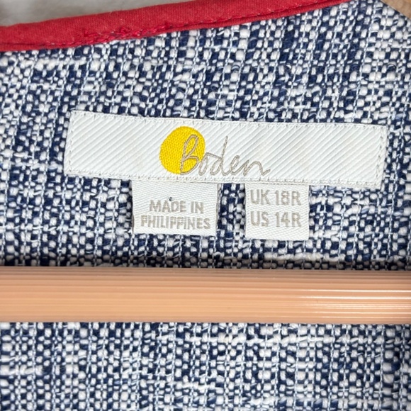 Boden Matilda Textured Dress 14 Blue Tweed Pockets Preppy Mod Nautical Easter - Picture 6 of 11